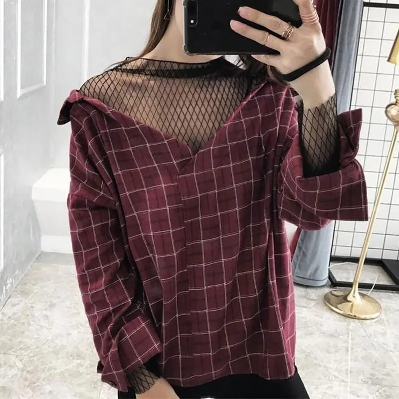 Женская рубашка из хлопка и полиэстера