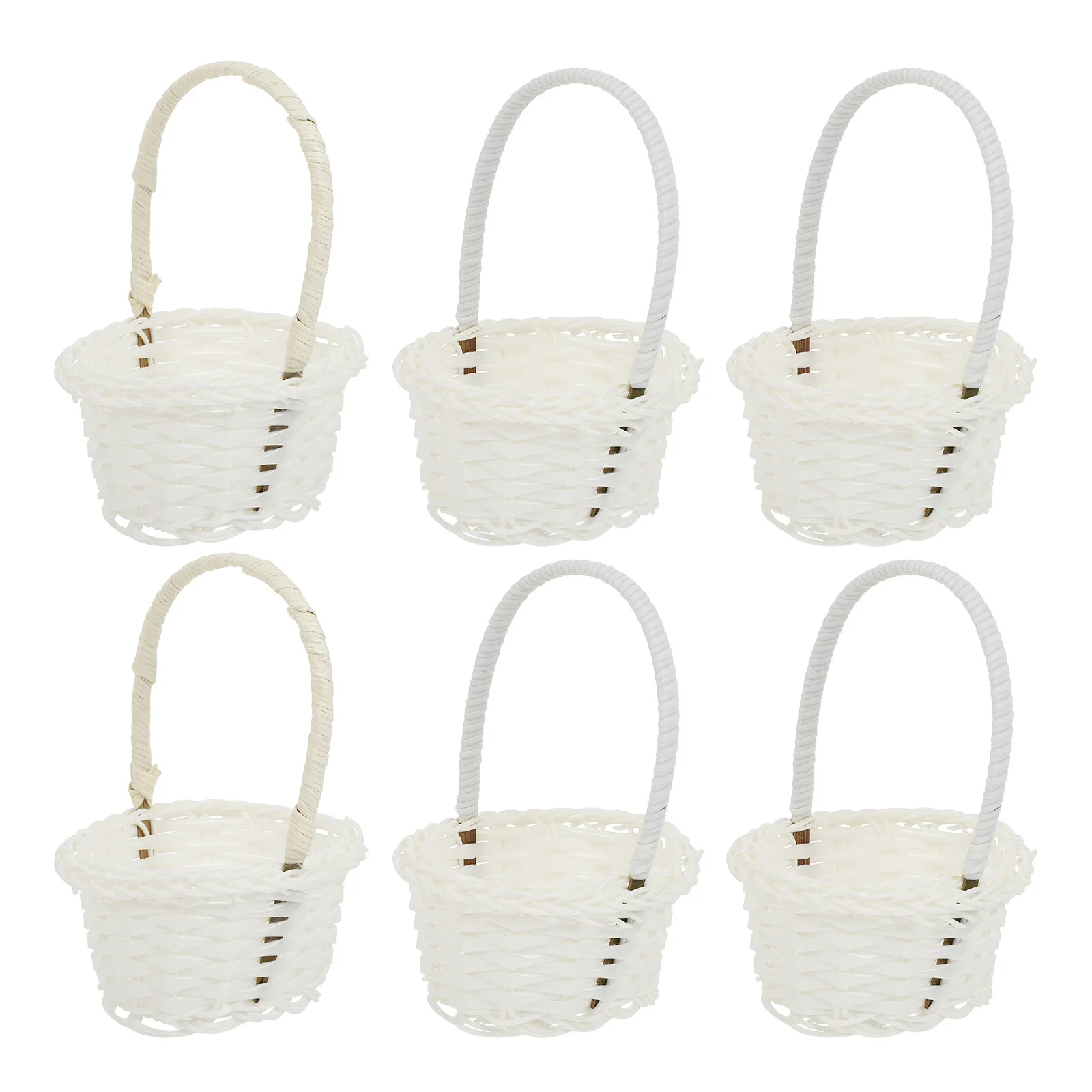

6 Pcs Rattan Basket Handle Woven Mini Baskets Crafts Storage Bamboo Gingham Plastic Child Lid