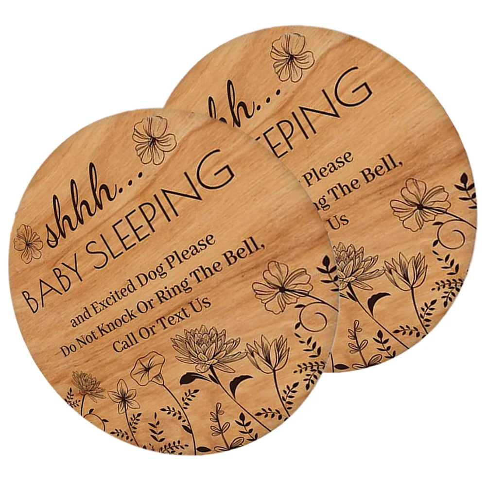 

2 Pcs HDF Baby Birthday Decoration for Girl Wooden Sleeping Hanging Plaque Wall