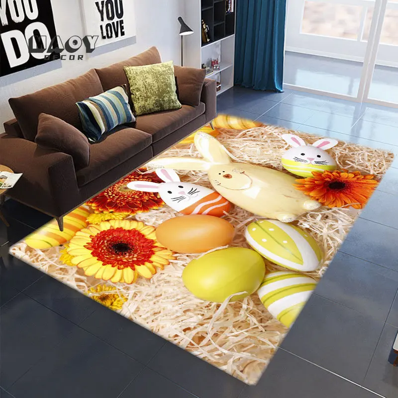 

Easter Large Carpet Egg Print Floor Mats For Living Room Bedroom Area Rugs Home Decor Bathroom Anti-slip Indoor Kid's Play Mat