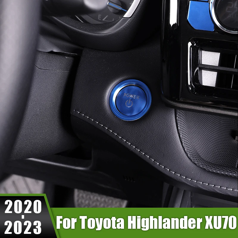 For Toyota Highlander XU70 Kluger 2020 2021 2022 2023 Hybrid Car Engine Ignition Start Stop Push Button Cover Ring Trim Sticker