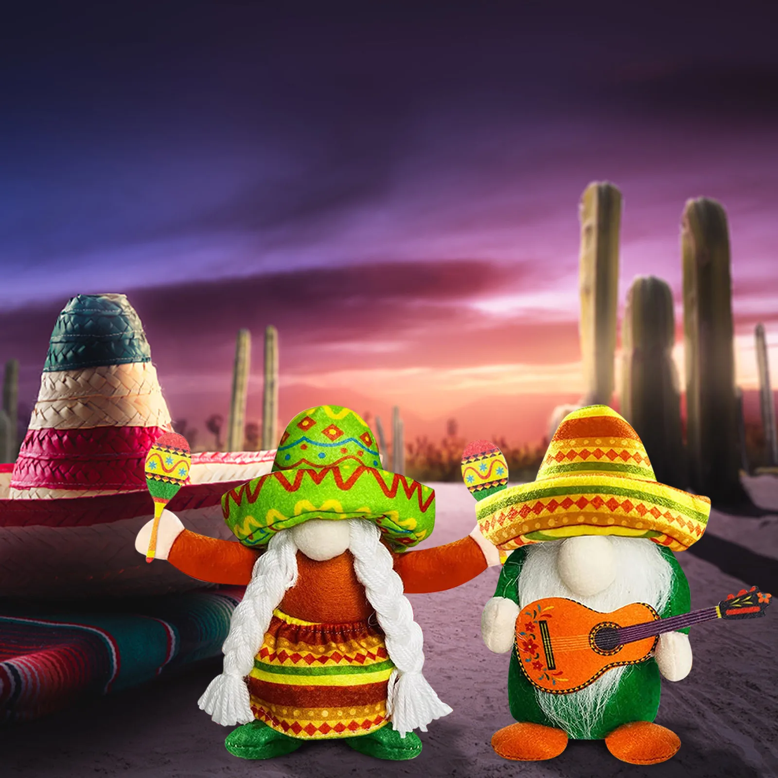 

2pcs Gnomes h Decorations Guitar Tuesday Summer Mexican Decor Home Kitchen Pinatass Tiered Tray Table OrnamentDay