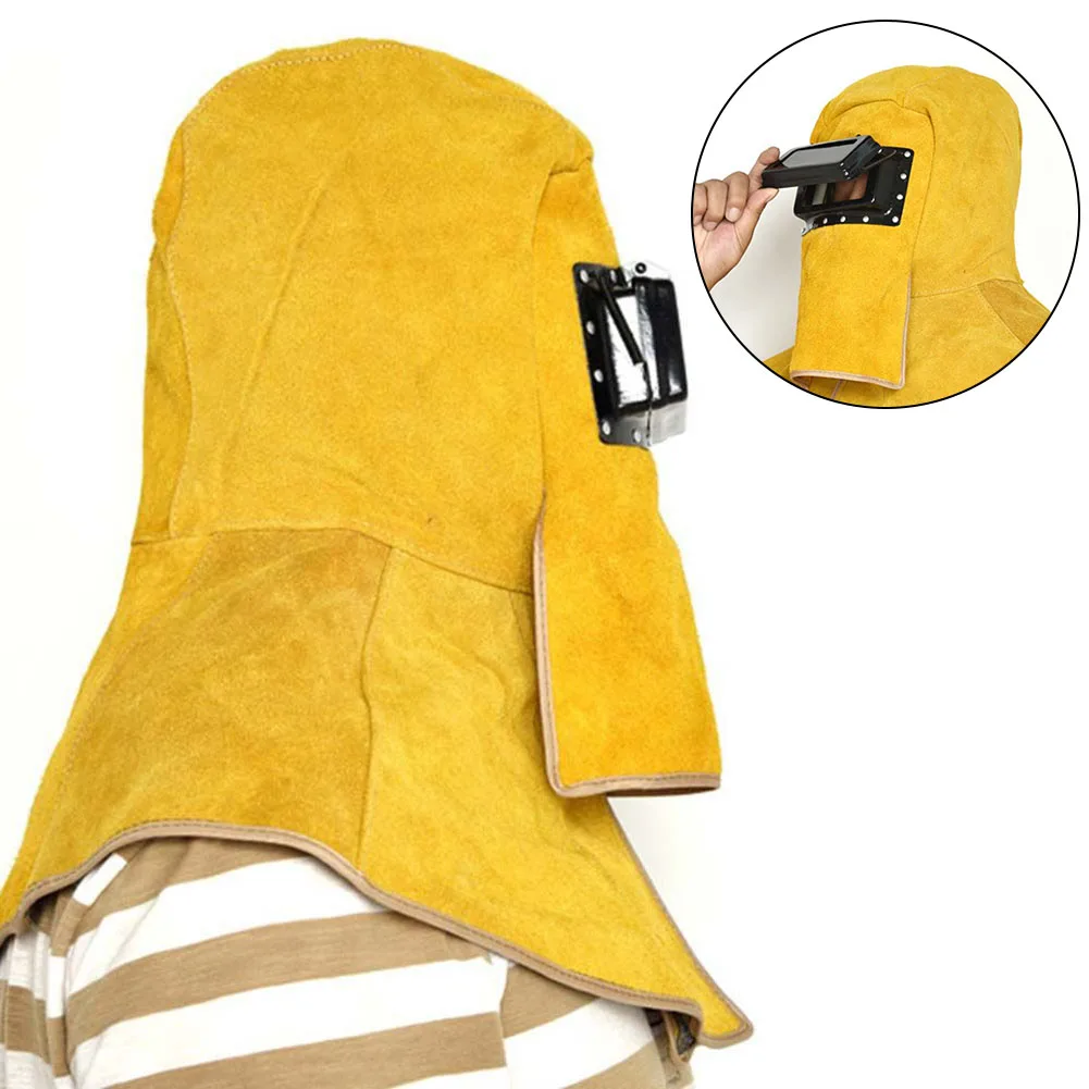 

1PC High Temperature Spatter Proof Cowhide Welding Helmet Welder Tig Mig Hood Soldering Equipment Protective For Pipes Boilers