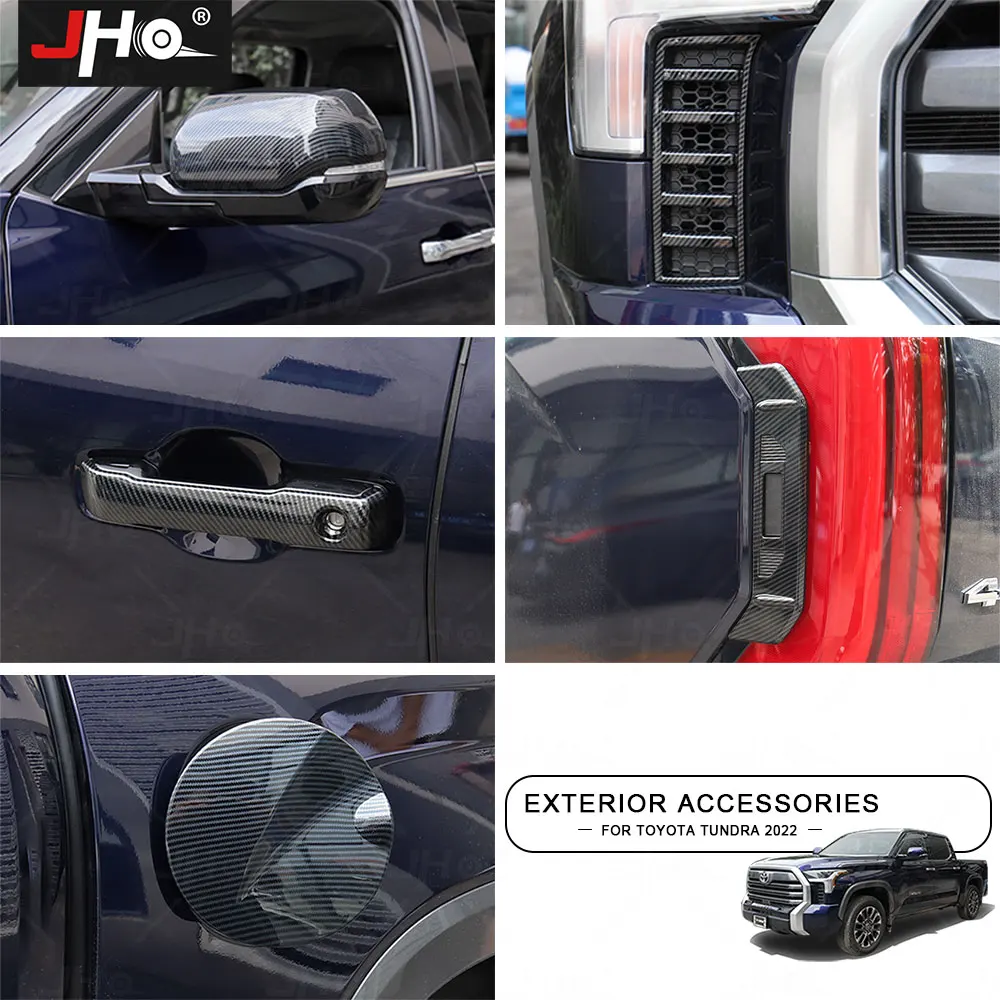 

JHO For Toyota Tundra 2022 2023 Exterior ABS Carbon Grain Overlay Decorate Cover Trim Car Accessories