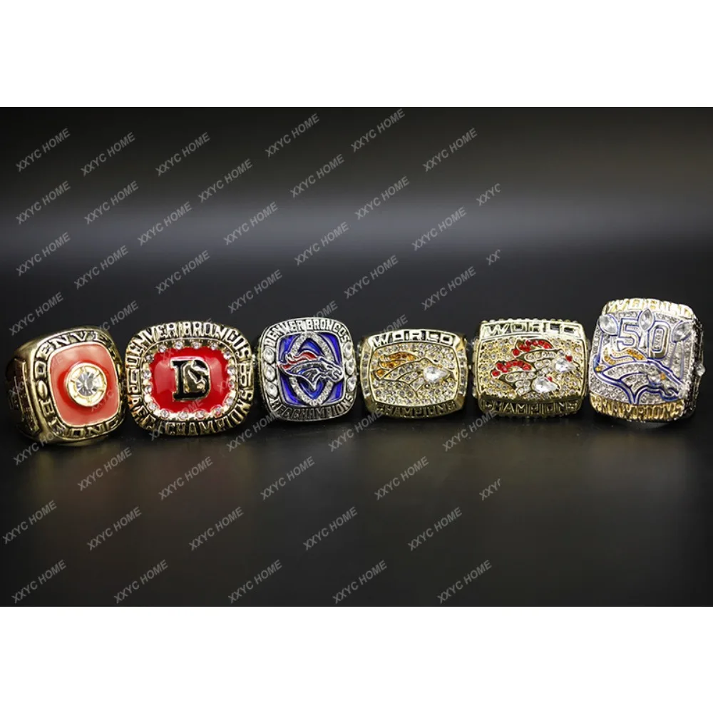 

Denver Wild Horse Championship Ring Super Bowl Popular Ornament Set 6 Rings