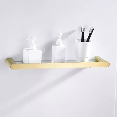 

Bathroom Shelves Solid Brass Single Tier Glass Shelf Storage Cosmetics Shelf Wall Mout Bathroom Accessories Glass Holder DG8215K