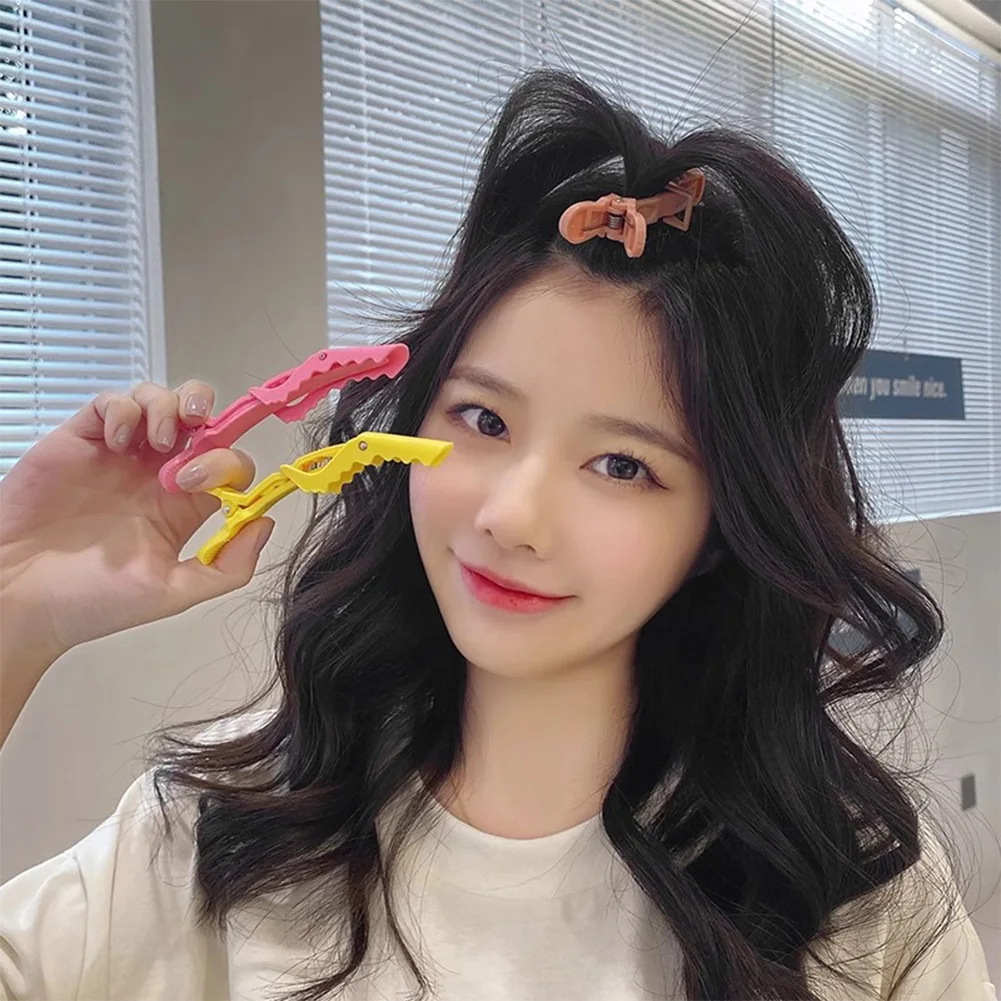 6 шт. красочные заколки для волос из кожи аллигатора зажимы парикмахерских