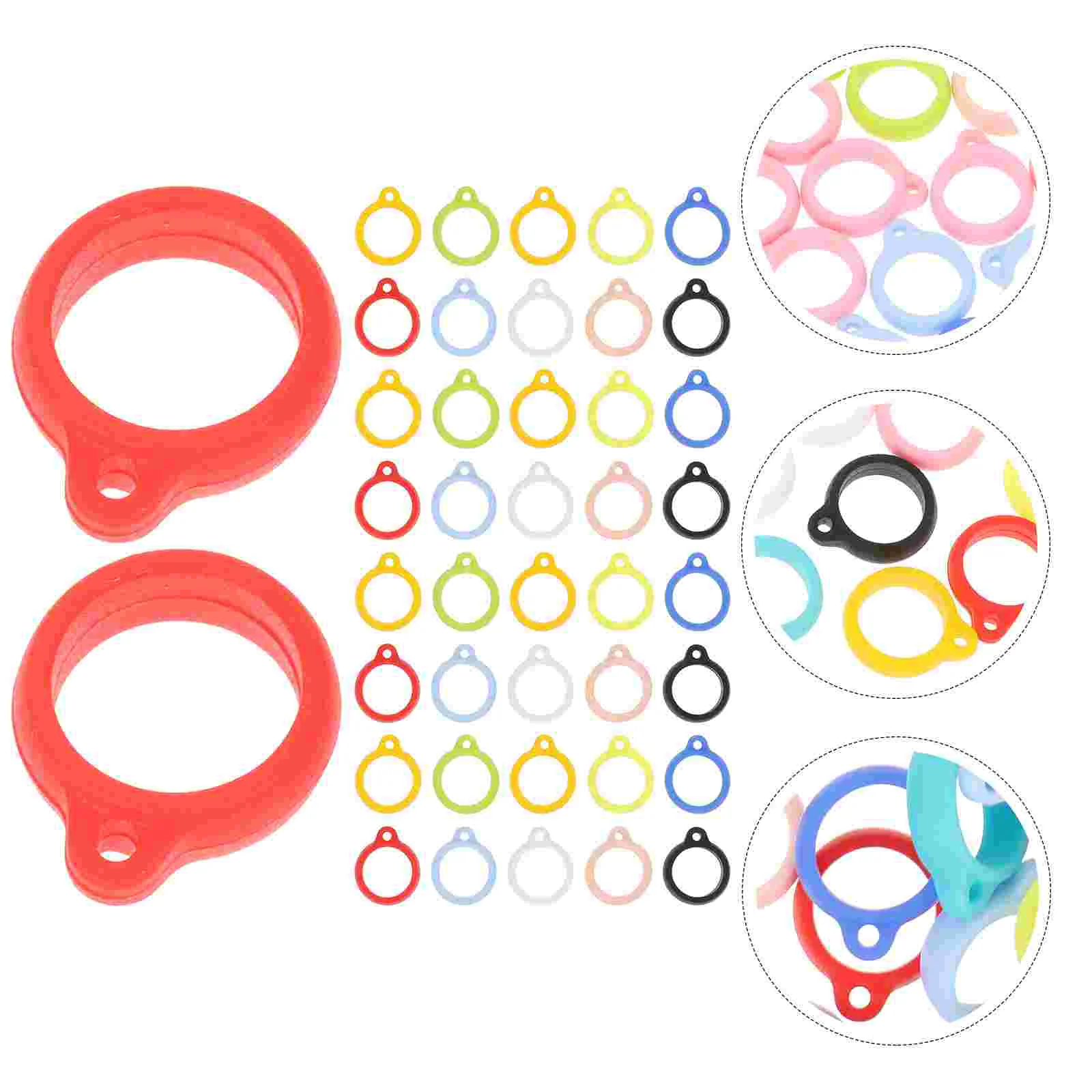 

50 Pcs Coloured Lanyards Keyring Charms Finger Rings Mobile Phone Decors Silica Gel Anti-lost Gadget Cell Man Ropes