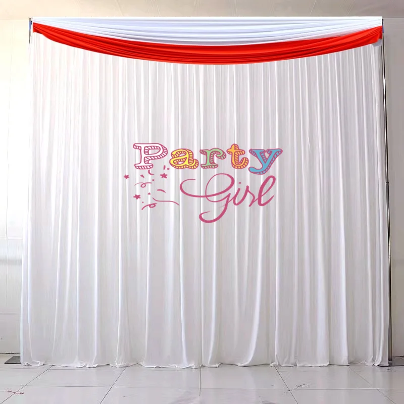 

10x10ft Ice Silk Wedding Backdrop Curtain Include Top Color Swag Drapery Photo Booth Stage Background Event Banquet Decoration
