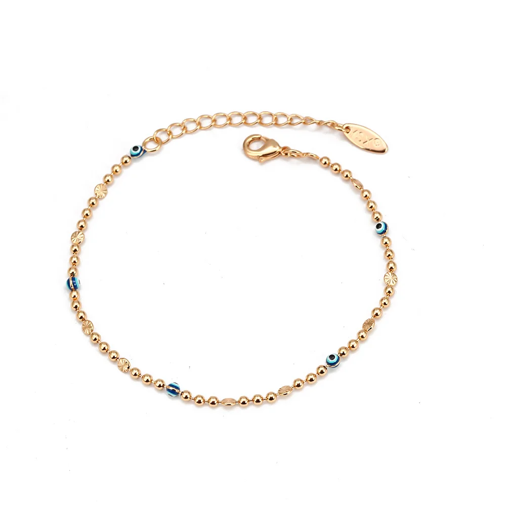 

Lucky Eye Blue Turkish Evil Eye Anklet Gold Silver Color Bead Foot Chain Ankle Bracelet Adjustable for Women Girls Jewelry