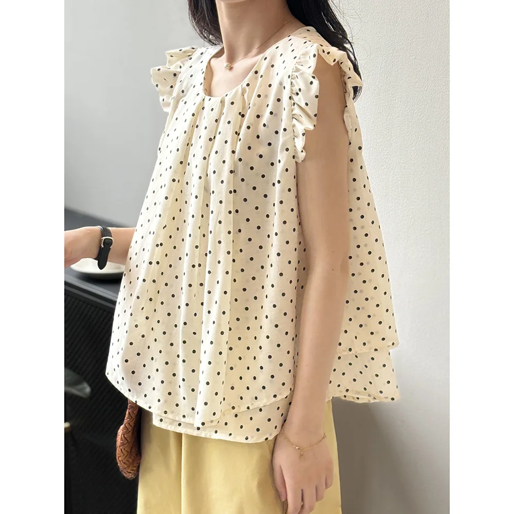 Женская рубашка с узором в горошек Han Shubo Стильная Милая без рукавов топ для кукол