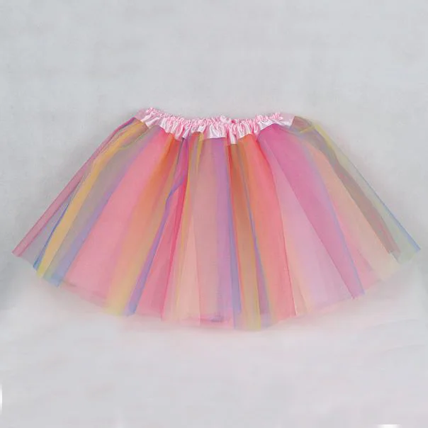 Радужная юбка-пачка для девочек длиной 40 см детская танцевальная балетная
