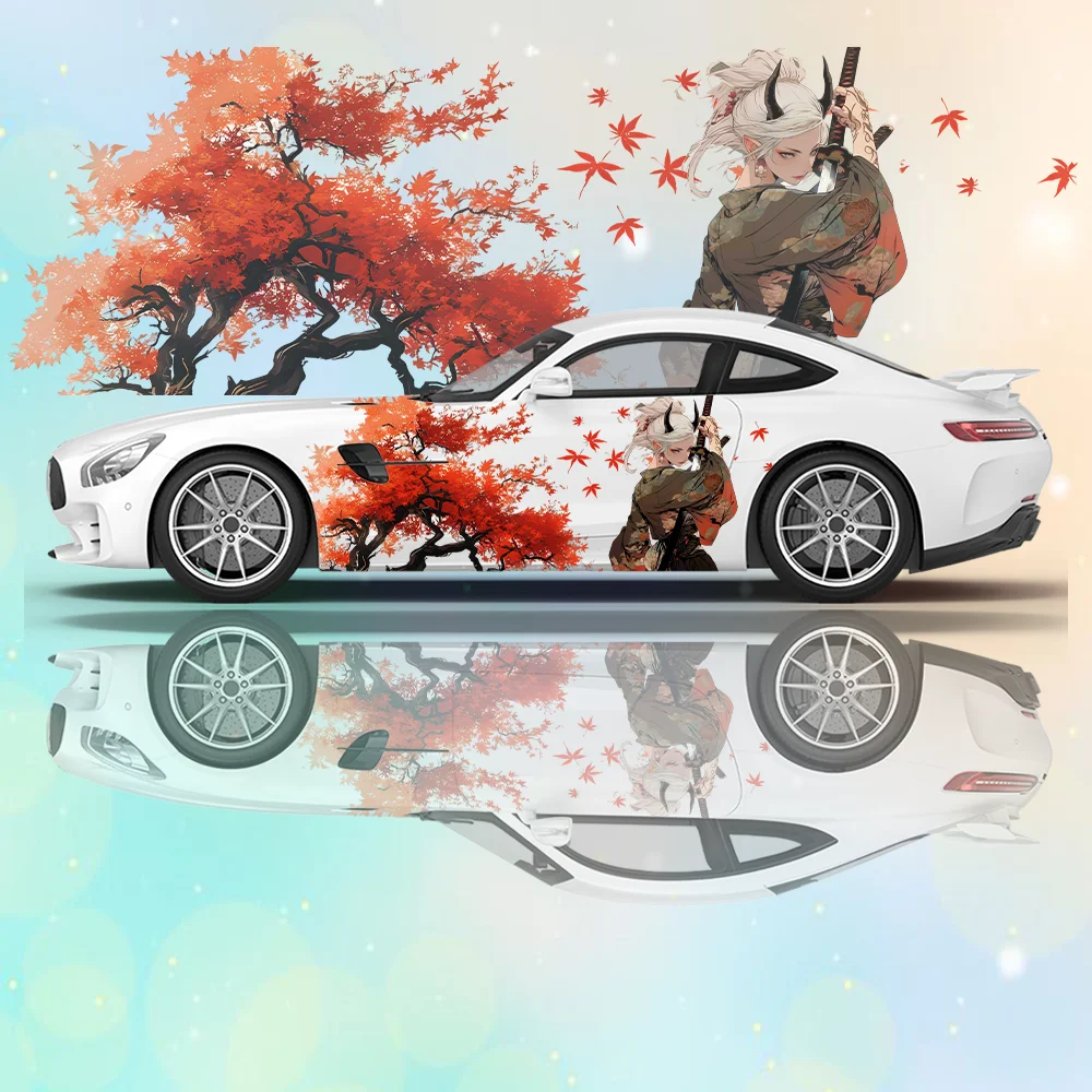 

Японская гейша с мечом, автомобильные виниловые наклейки, самоклеящаяся наклейка из ПВХ, подходит для грузовиков, внедорожников, украшения, автоаксессуары