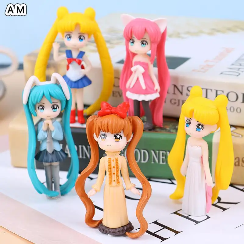 

7.5cm Mini Anime Kawaii Beautiful Girl Figure Resin Two-dimensional Anime Action Figure Collectible Model Toy Computer Case