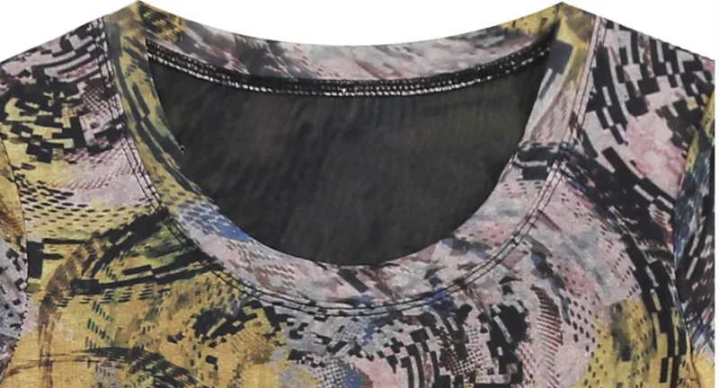 # 5154 Летняя футболка с принтом Повседневная винтажная сетчатая короткими