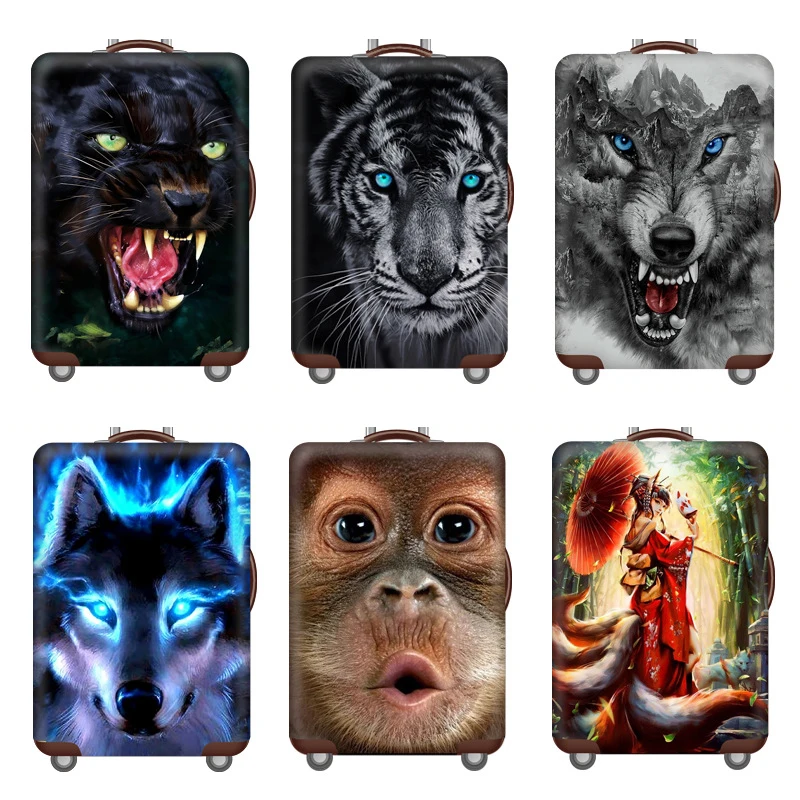 Elasticity Luggage Protective Cover Travel Accessories 18-32 Inch Suitcases Travel Gadgets 3D Printed Animal Baggage Case Cover