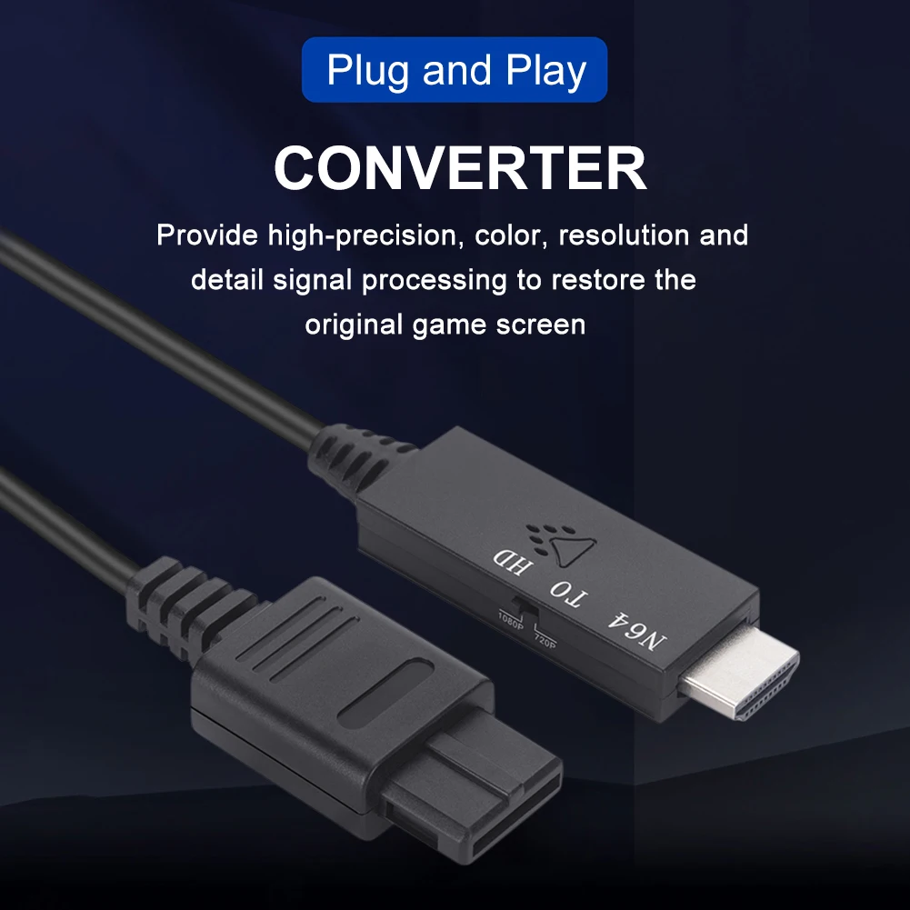 Фото Адаптер преобразователя 1 м подходит для игровых консолей Nintendo 64 в HDMI-совместимый адаптер Plug and Play для SNES/NGC/SFC №4