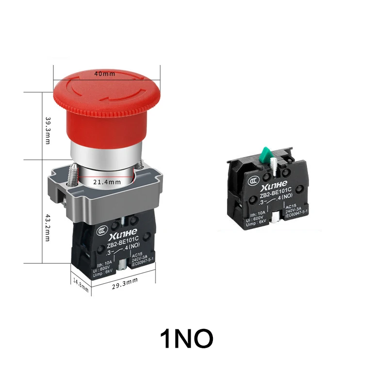 XB2-BS542/BS642 Грибной аварийный выключатель Красный переключатель с фиксацией