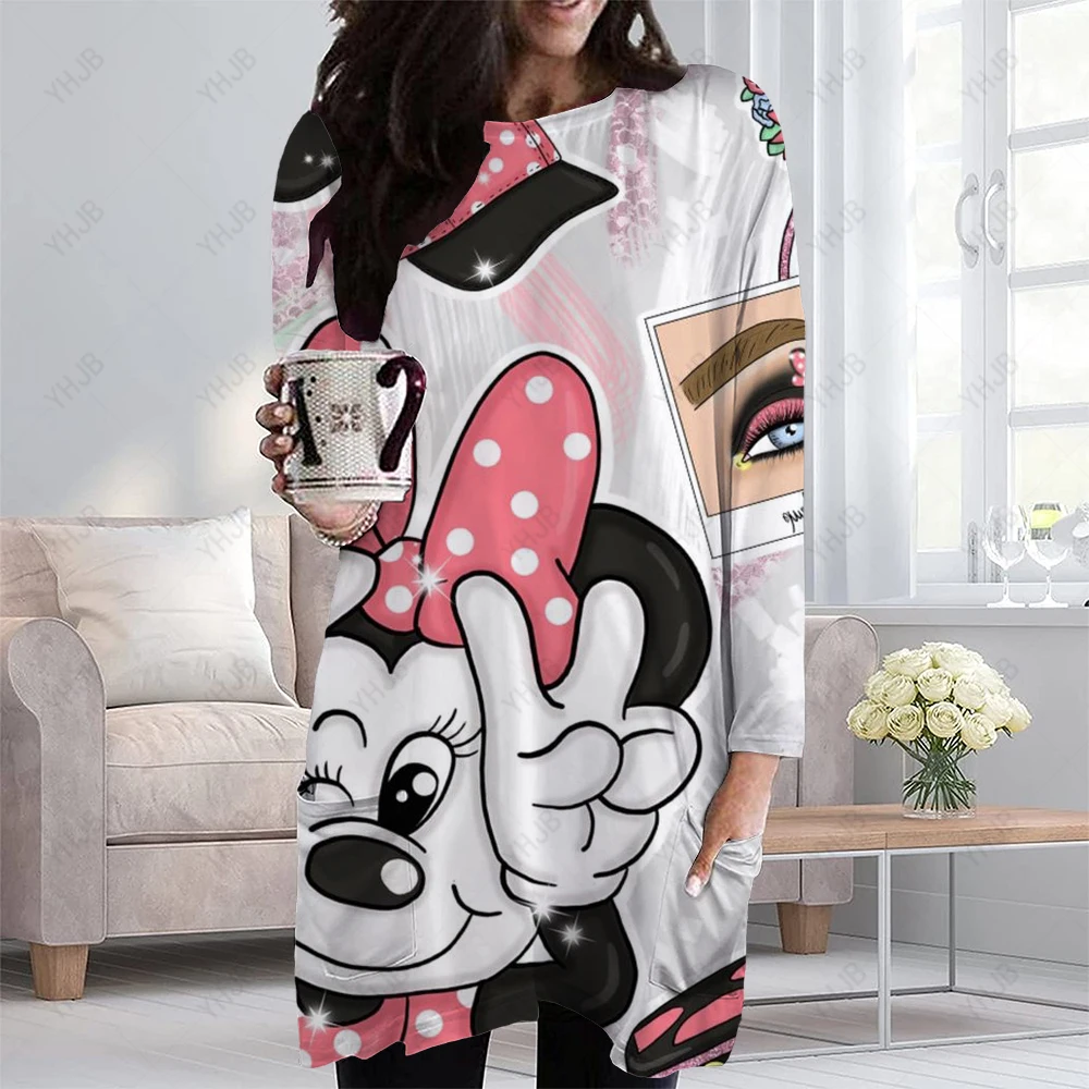 

Женская футболка с длинным рукавом и принтом Минни Микки Маус