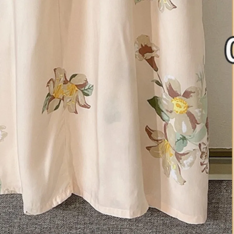 V-Neck Fresh Cotton Thin One-Piece Pajamas Dresses Short Sleeve Plus Size Sweets Home Wear Luxury Attractive Women's Nightwear