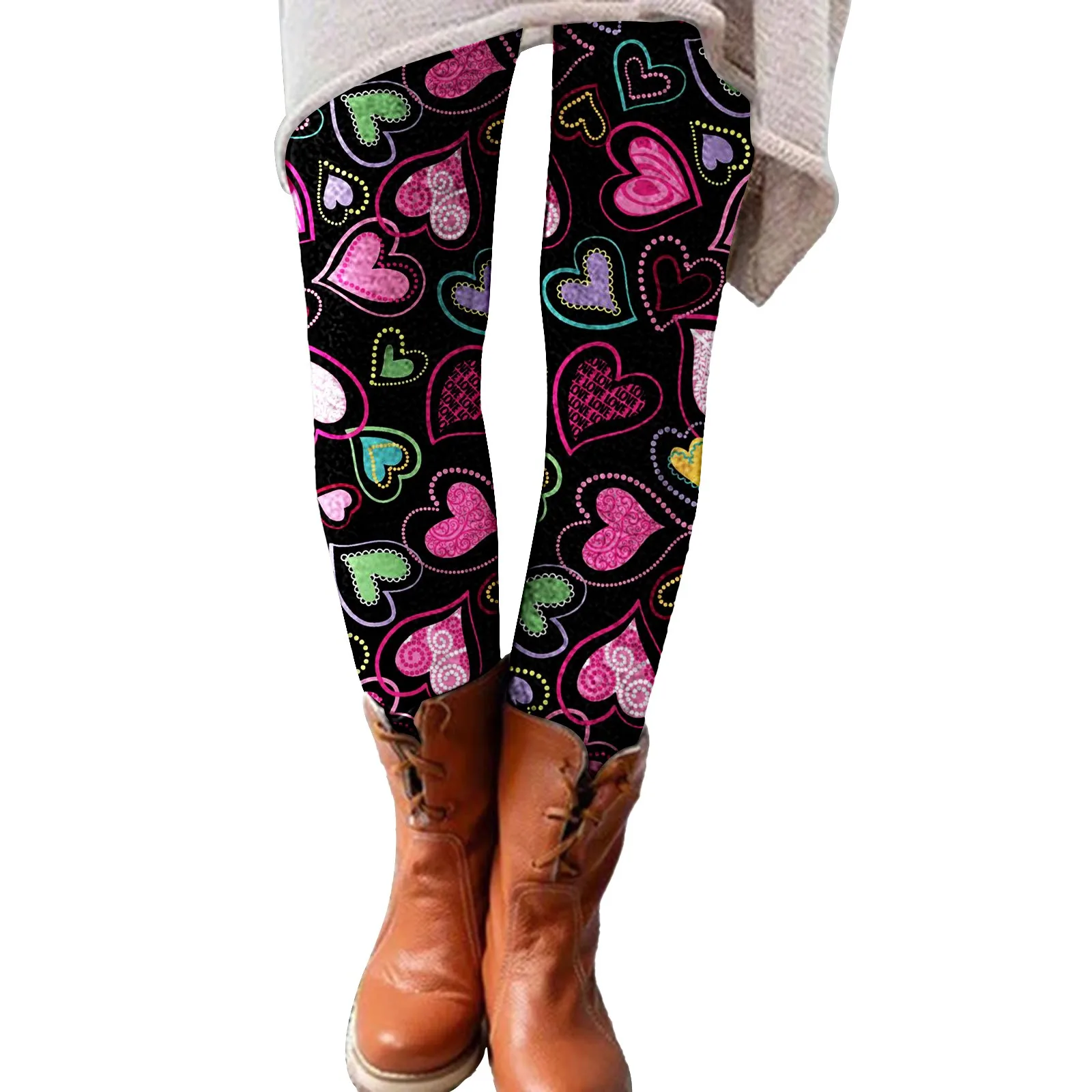 

Женские легинсы на День святого Валентина, милые Повседневные Удобные легинсы с карликовым принтом для дома, Женские легинсы для тренирово...