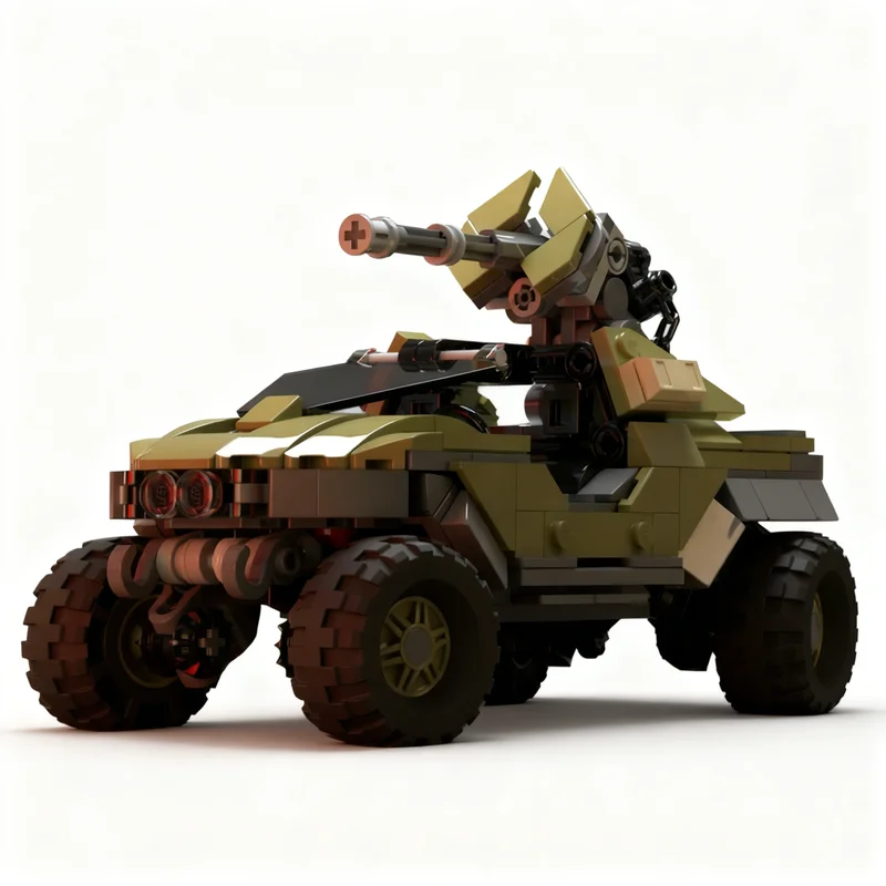Фото 381 деталь MOC M12 Warthog Halo: Усовершенствованная демонстрационная модель из серии «Космическая галактика» (научно-фантастическая), строительные блоки, расширенный набор для сборки, премиум-игрушка, подарок №1