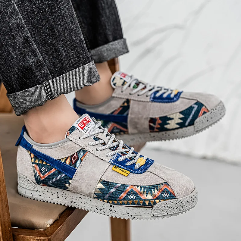 Мужские холщовые кроссовки повседневная обувь на шнуровке с вышивкой удобные