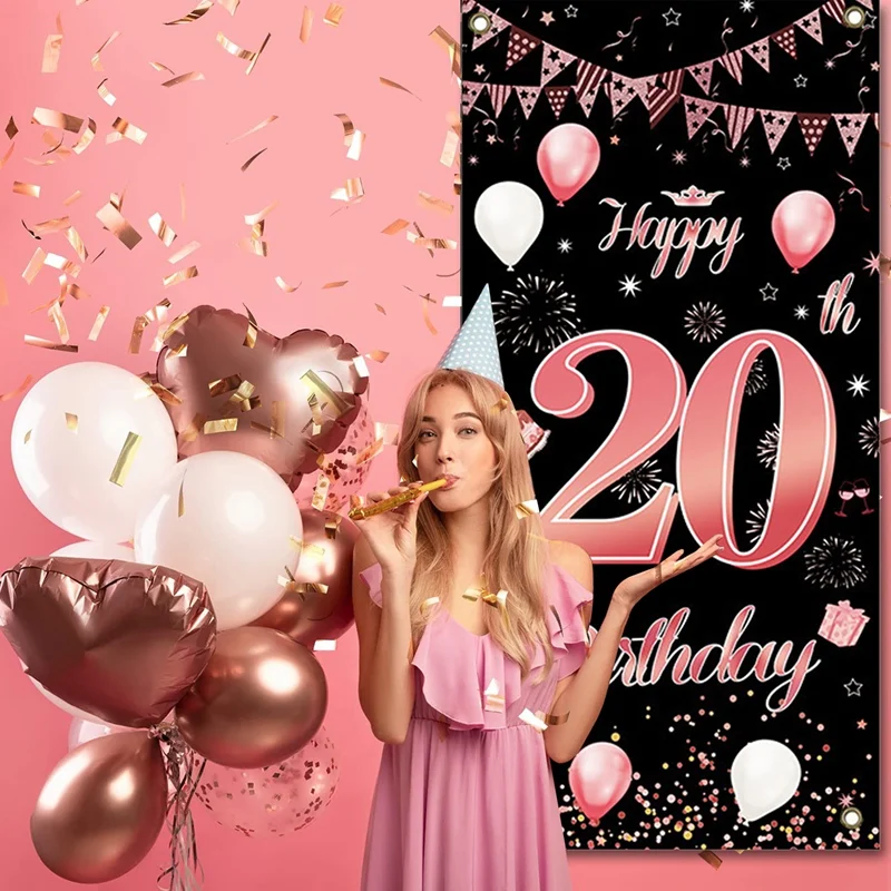 

Birthday Girl Decoration Birthday Banner Girls And Boys Pink Decoration Banner Background Birthday Posters Decor