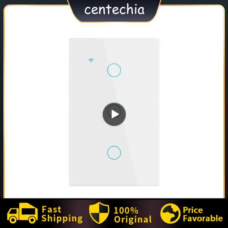 

1~8PCS US Tuya Wifi Smart Wall Switch With Glass Panel Touch Sensor Light Switch Work With Smartlife Alexa Google Home Alice