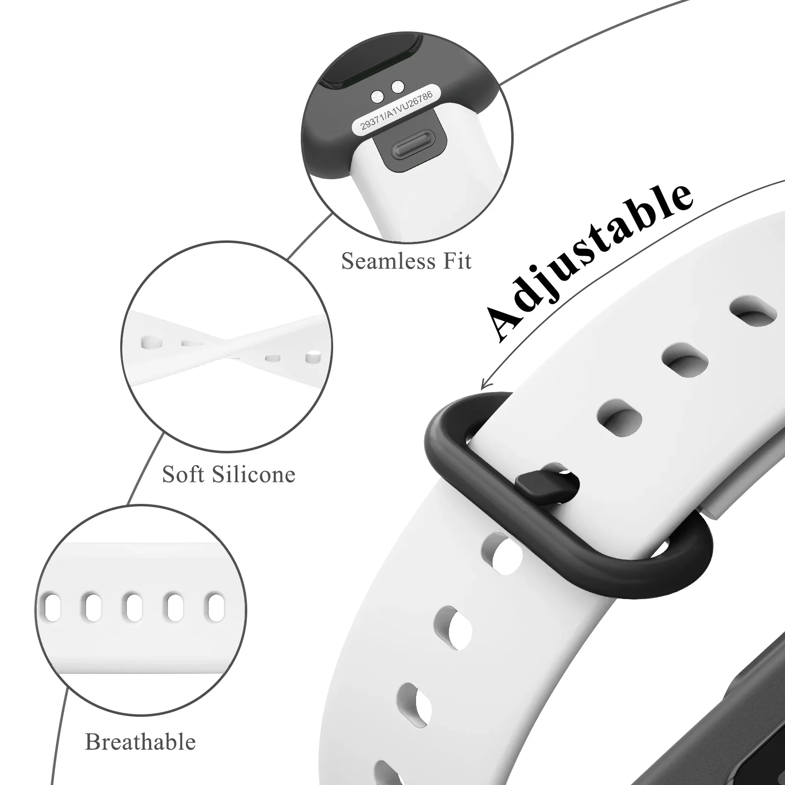 Фото Силиконовый ремешок для Redmi Watch 2/1 Lite/Horloge 2, Xiaomi Mi Band Lite 2, спортивный легкий сменный браслет для Xiaomi Poco №5