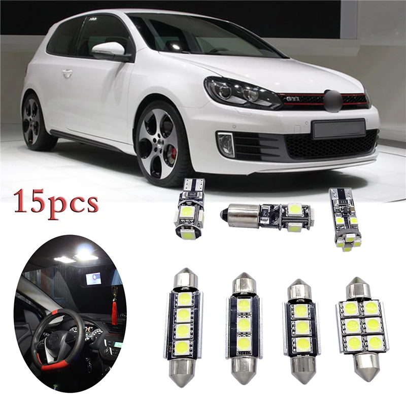 

15 шт., светодиодный лампы для салона автомобиля Volkswagen Golf 6 MK6 GTI