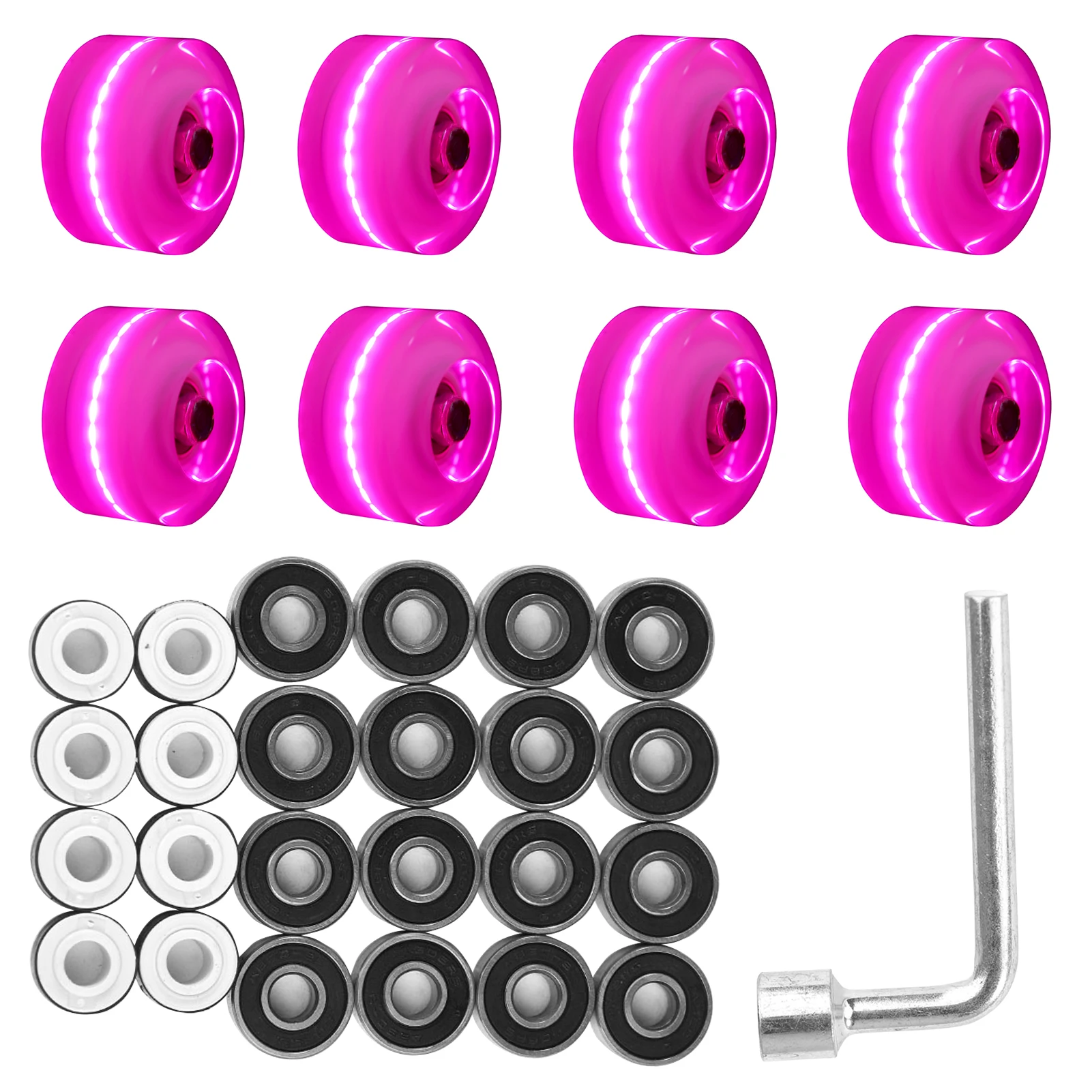 

High Elastic LED Lighting Double Row Sports Wide Surface Noiseless Cool Skate Wheel Replacement Flashing Roller Skateboard