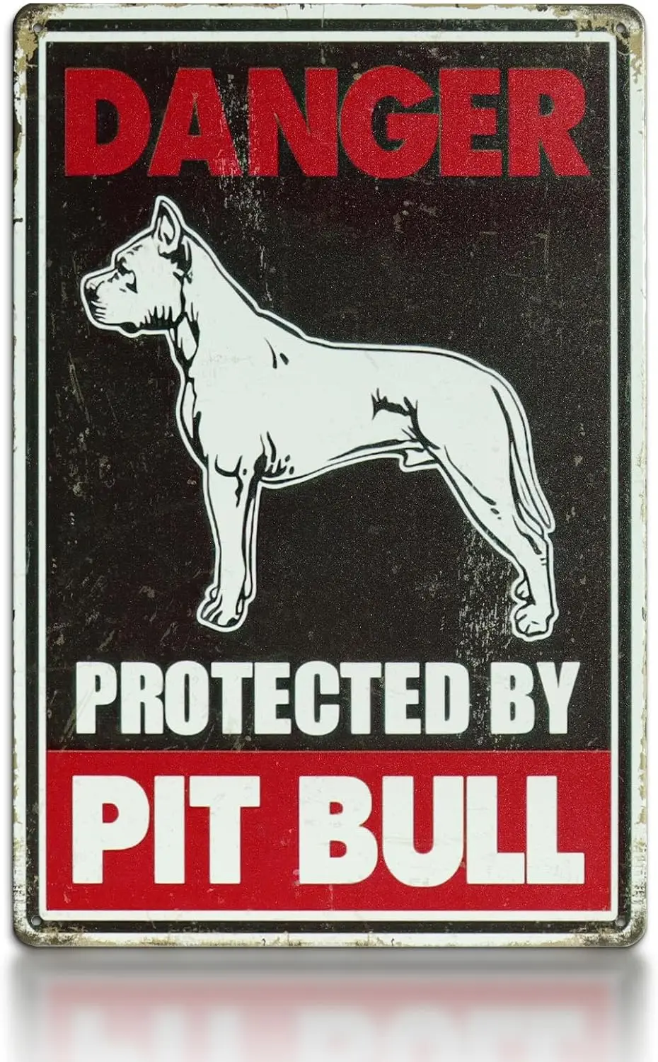 Kercn Bewre of Dog Sgn Vntge Metl Tn Dnger Protected By Pt Bull Плакат Sutble для забора Lwn Grden Yrd Sgns Outdoor Noor Use 8X1