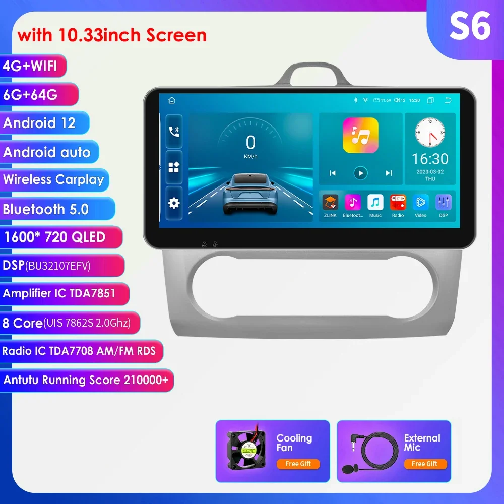 

Автомобильный радиоприемник 2din Android для Ford Focus Exi MT AT 2004-2011, автомобильный мультимедийный плеер, GPS-навигация, 4G + Wi-Fi, головное устройство Carplay 7862