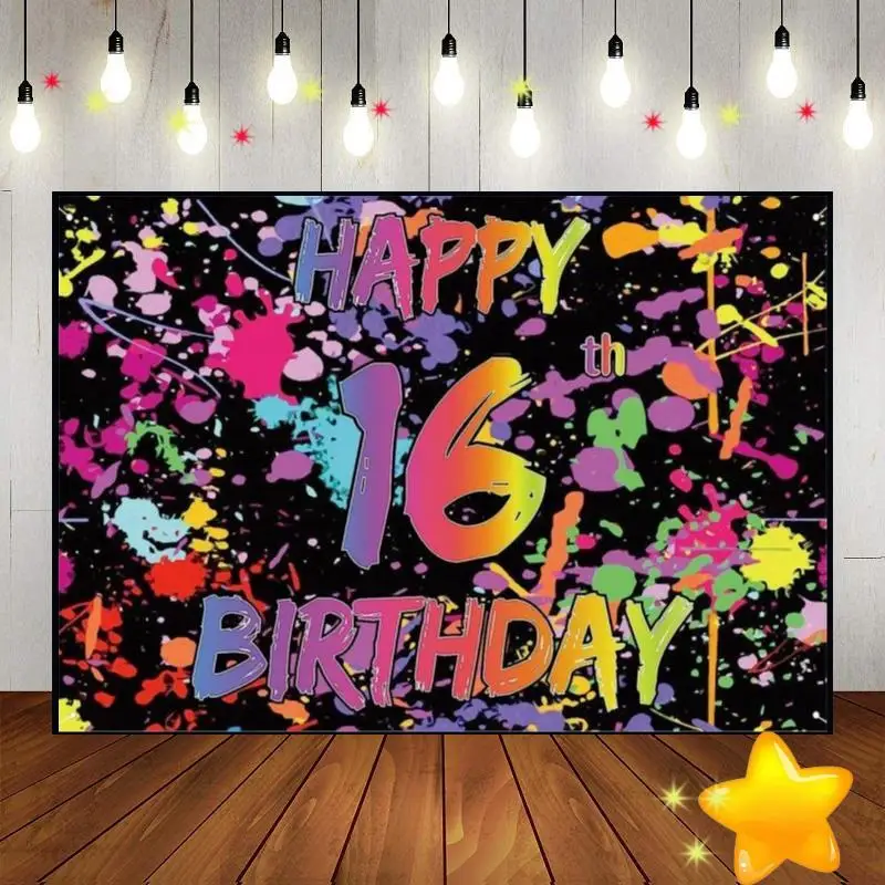 Фон для фотосъемки с 16-м днем рождения мальчиков и девочек милый плюшевый мишка