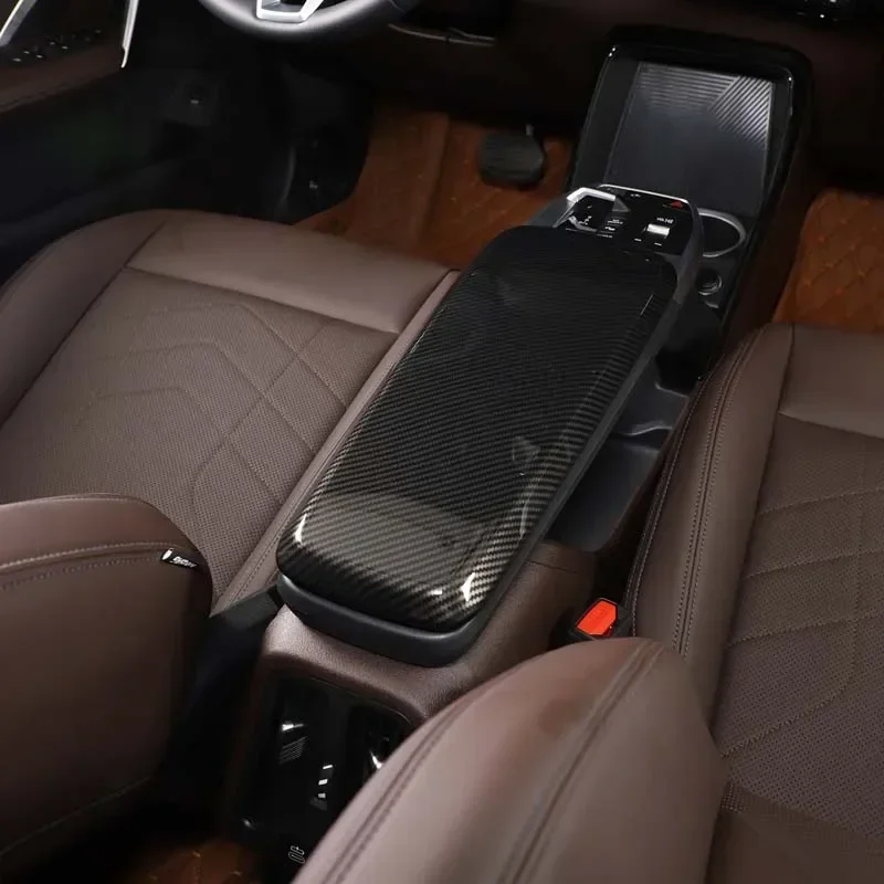Для BMW X1 iX1 U11 2023-2024 ABS углеродное волокно автомобильный подлокотник коробка для