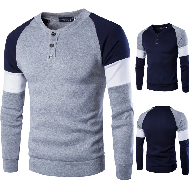 

Sweater Plain Long Mens T-shirt Jumper Pullover Sleeve Tops Cottton
