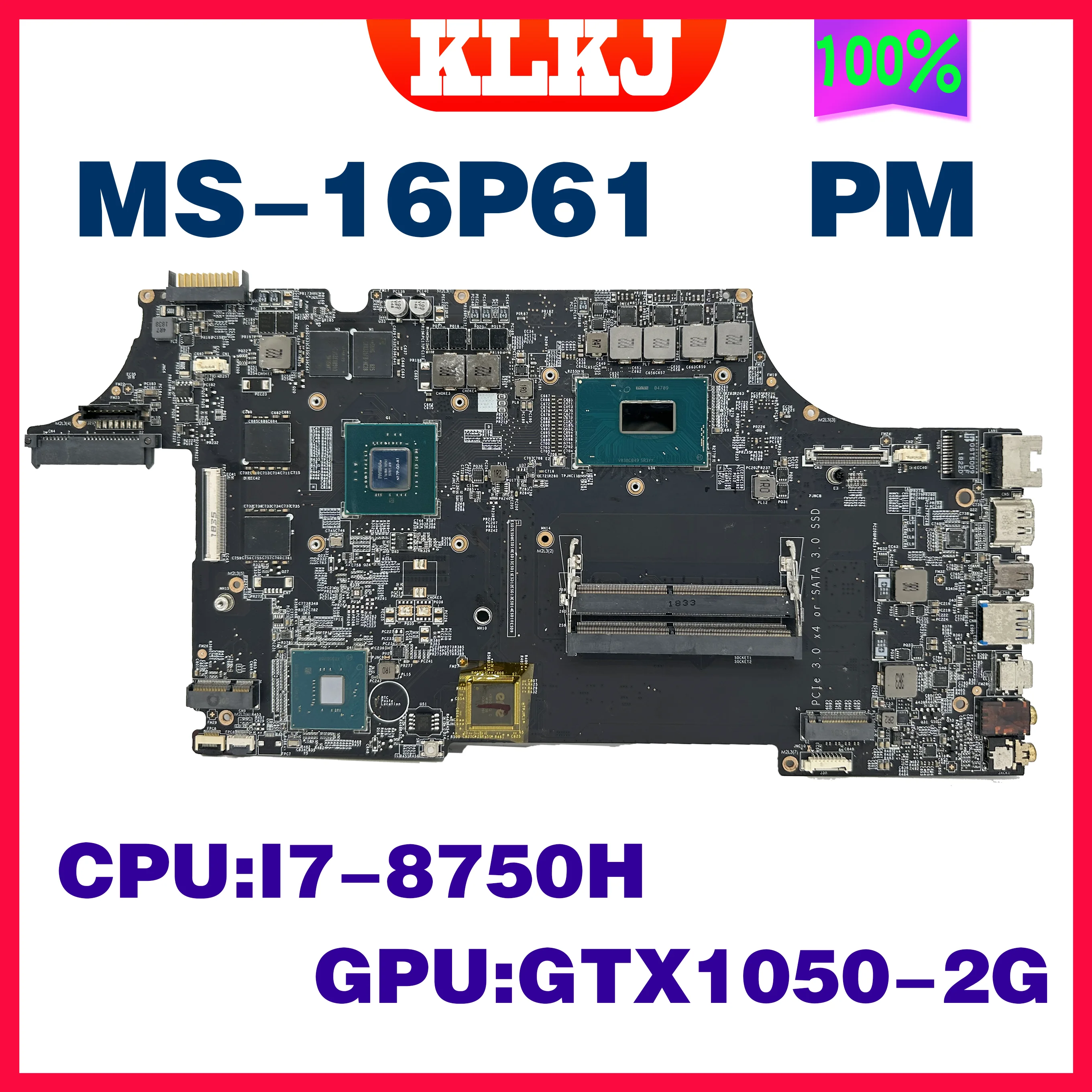 Материнская плата Dinzi MS-16P61 для ноутбука MSI WE63 GL63 MS-16P61 MS-16P6 материнская плата для ноутбука GTX1050 100% отлично работает Материнская плата Dinzi MS-16P61 для ноутбука MSI WE63 GL63 MS-16P61 MS-16P6 материнская плата для ноутбука GTX1050 100% отлично работает