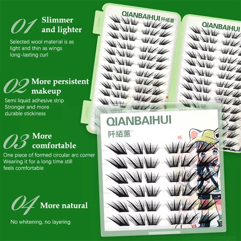 Фото Накладные ресницы 6/28 Rows Eye Manga: объемные, конические, толстые, сегментированные, индивидуальные пучки для увеличения глаз №3