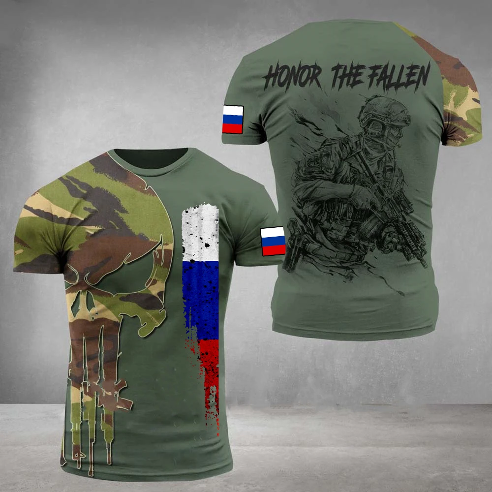 

Russia Army Camouflage Men Ladies T Shirts Commando Army-veteran 3d Special Forces Short Sleeves Tactical Shirts Men's Clothing