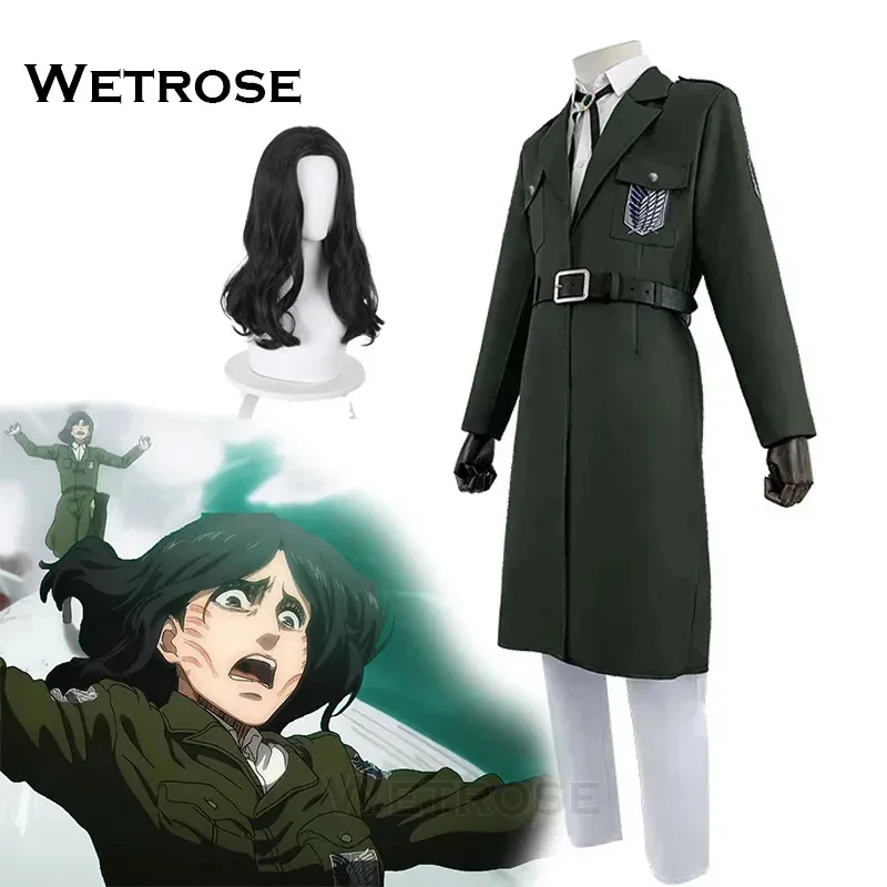 Фото 【Wetrose】В наличии Mikasa Armin Pieck Косплей Костюм AOT Survey Corp Армейский костюм Пальто Униформа Титан Final Season the End №1