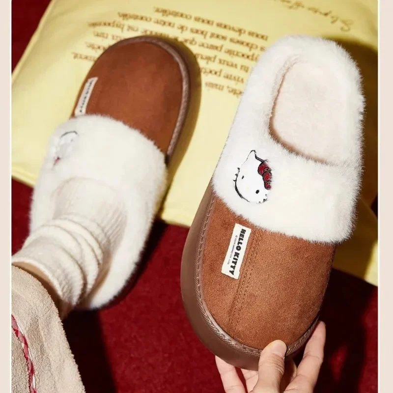 Sanrio Kawaii плюшевые тапочки Hello Kitty с героями мультфильмов женские осенне-зимние