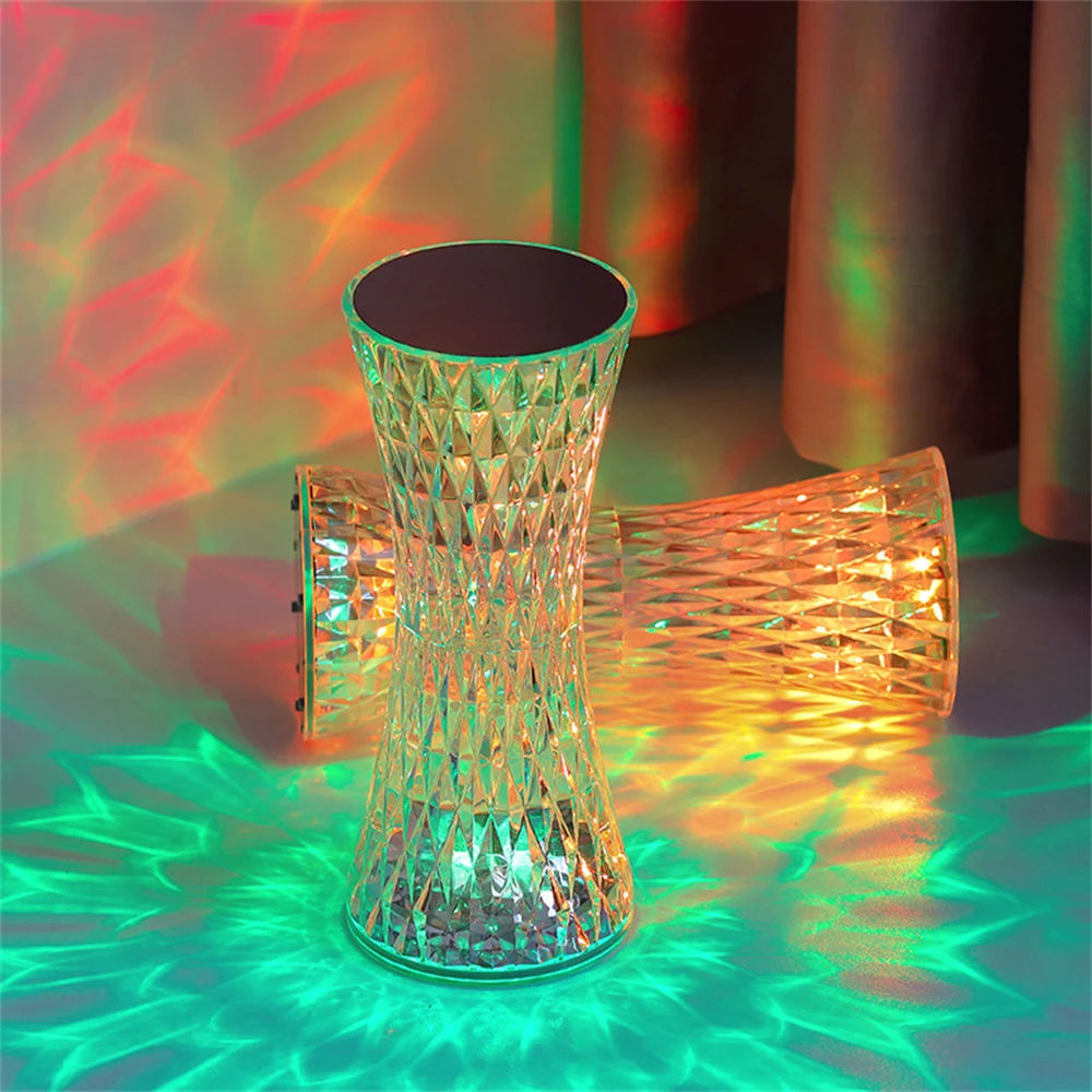 

RGB LED Crystal Desk Lamp Acrylic Bedroom Bedside Light 3/16Colors Touch Control Ambient Light for Kids Birthday Christmas Gifts