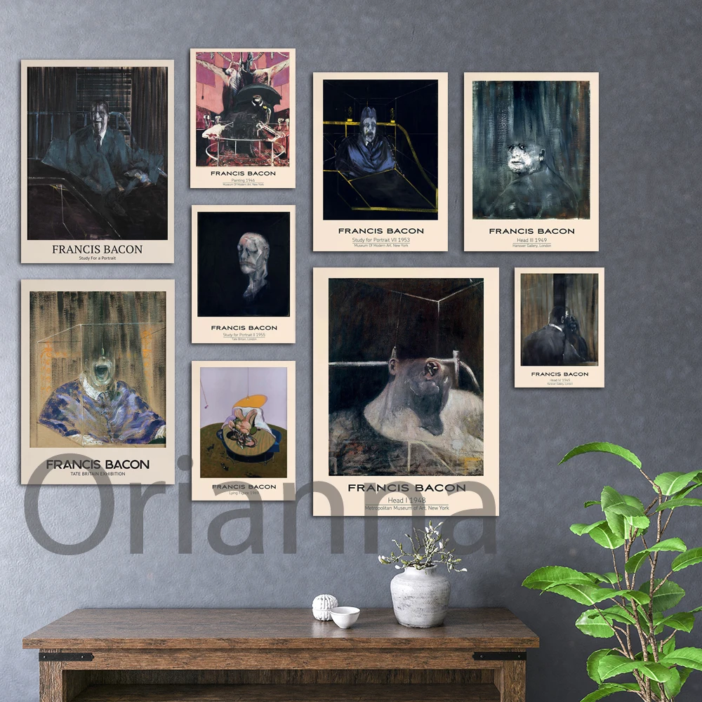 

Francis Bacon Art Print Canvas Painting,Vintage Poster - Modern Home Wall Decor - Mid Century Art Bacon Exhibition Portrait