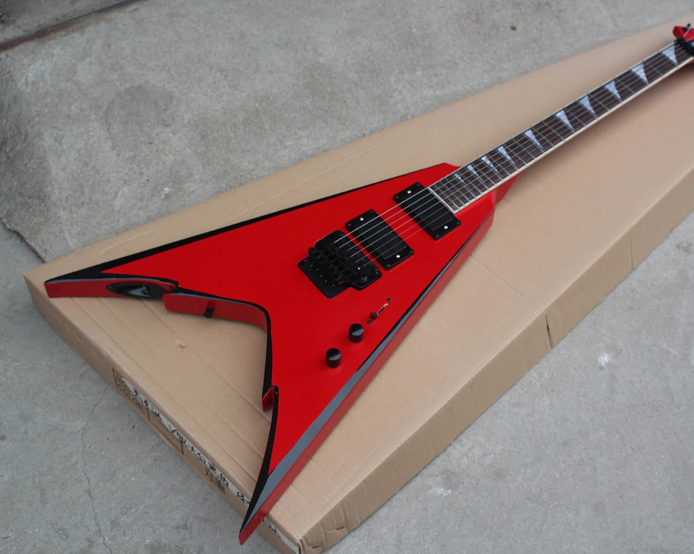 

Flyoung Red 6 strings Electric Guitar with Black hardware Special Price Guitar Custom Made