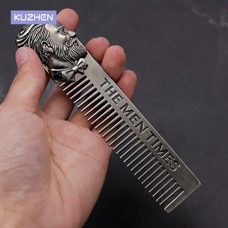 

1PC Gentelman Barber Styling Metal Comb Stainless Steel Men Beard Comb Mustache Care Shaping Tools Pocket Size Silver Hair Comb