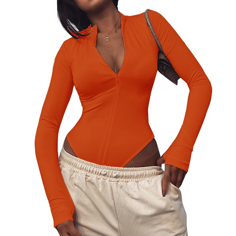 

Женское боди с длинным рукавом, на молнии, из хлопка