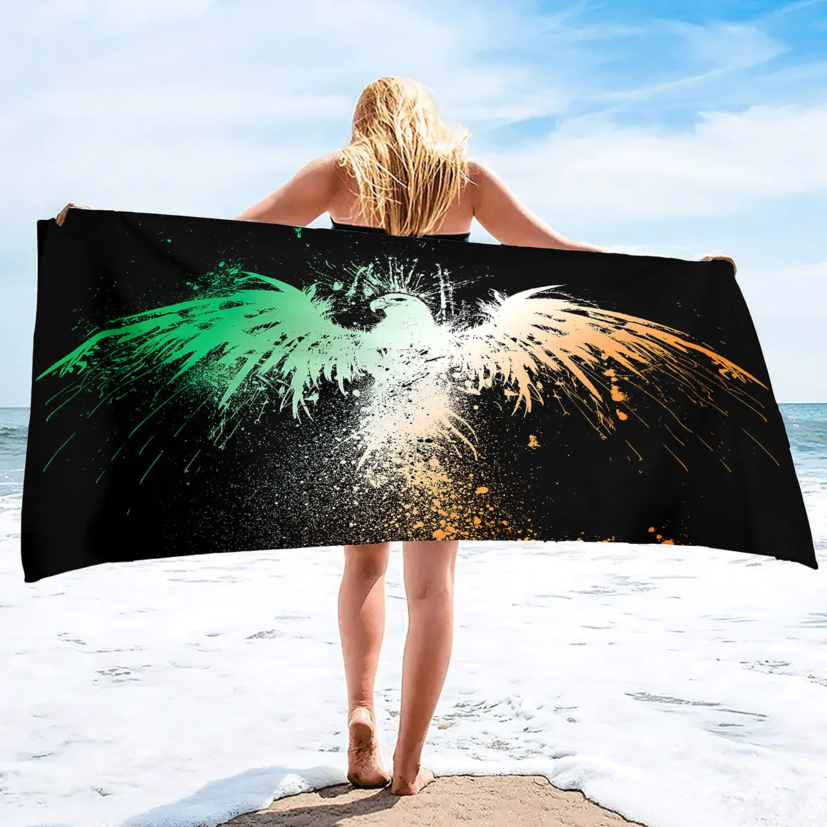 

Phoenix Print Beach Towel Microfiber Oversized Travel Towels Lightweight Compact Beach Accessories for Swimming Camping Holiday
