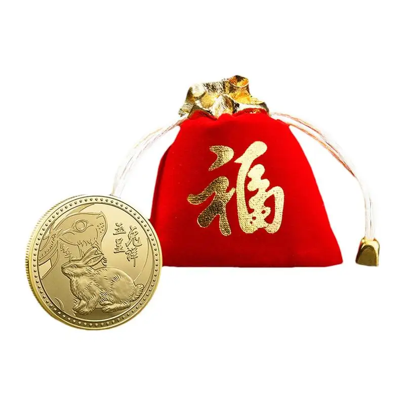

Chinese New Year Feng Shui Coins Double Sided Chinese Zodiac Animal Rabbit Year Keepsake Coin Metal Silver Chinese New Year 2023