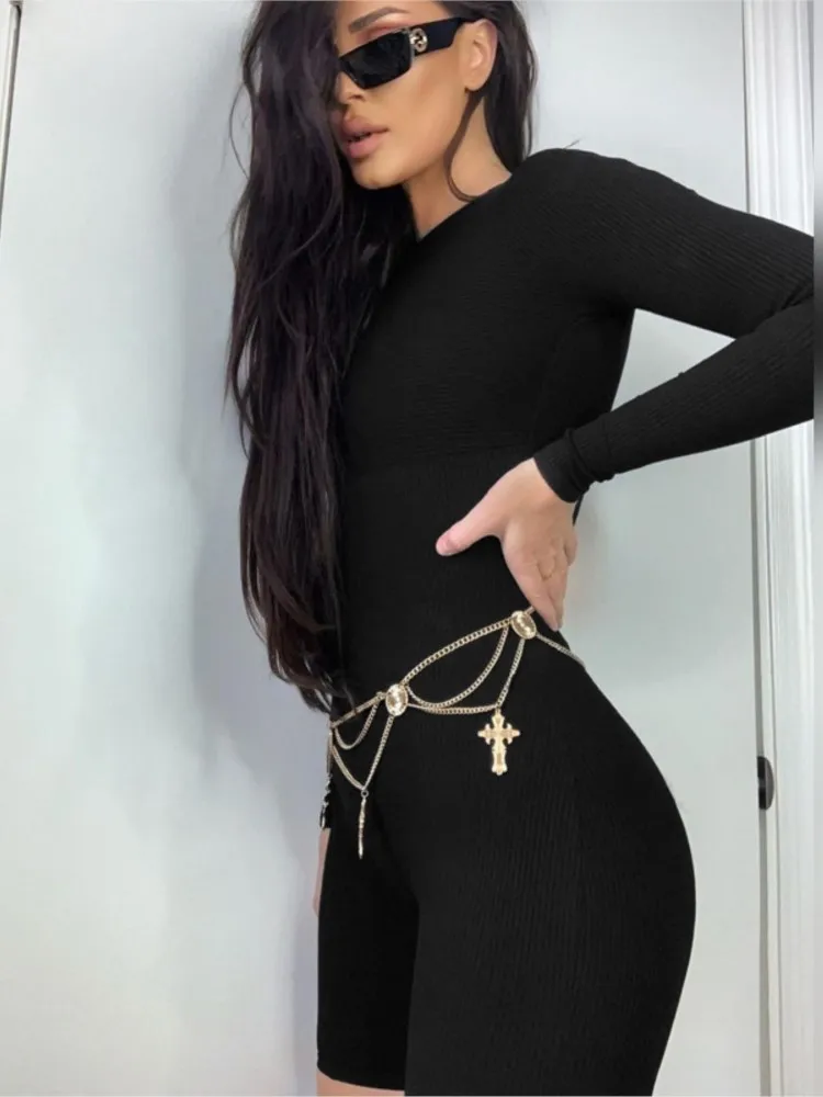 Трикотажный комбинезон с длинным рукавом женский шорты боди женская одежда для